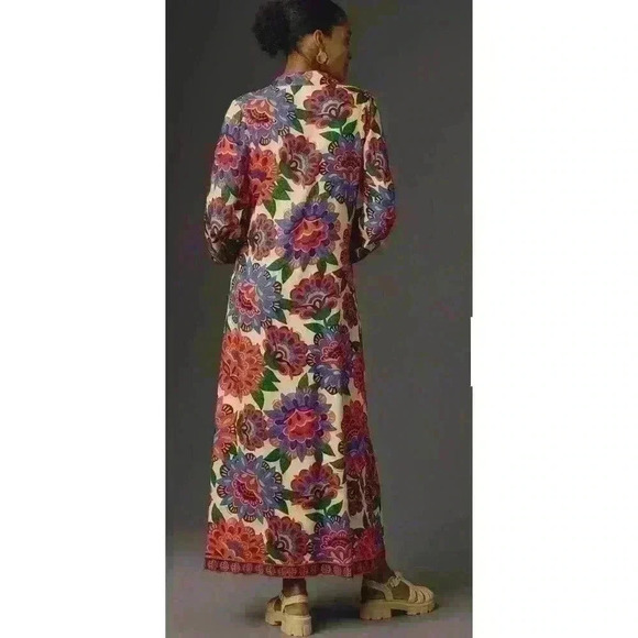 New Anthropologie by Farm Rio Long-Sleeve Button-Front Midi Dress XS NWT $228 - Picture 3 of 5